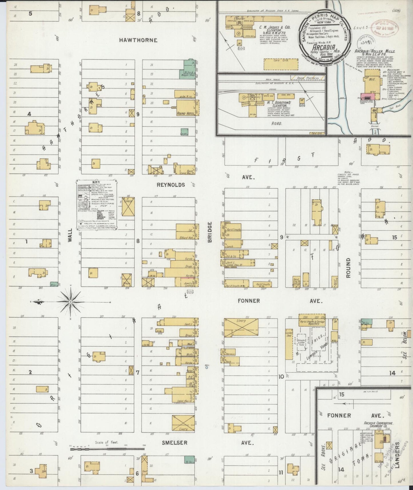 Sanborn Fire Insurance Map from Arcadia, Valley County, Nebraska (1899), Sheet #0001 - Historic Sanborn Fire Insurance Map Print, vintage old map wall art, antique decor, genealogy gift, Nebraska Nebraska map