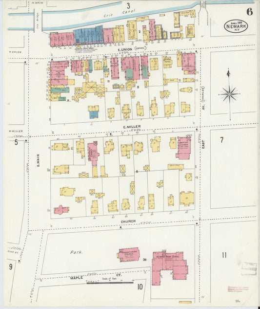 Sanborn Fire Insurance Map from Newark, Wayne County, New York (1906), Sheet #0006 - Historic Sanborn Fire Insurance Map Print, vintage old map wall art, antique decor, genealogy gift, New York New York map