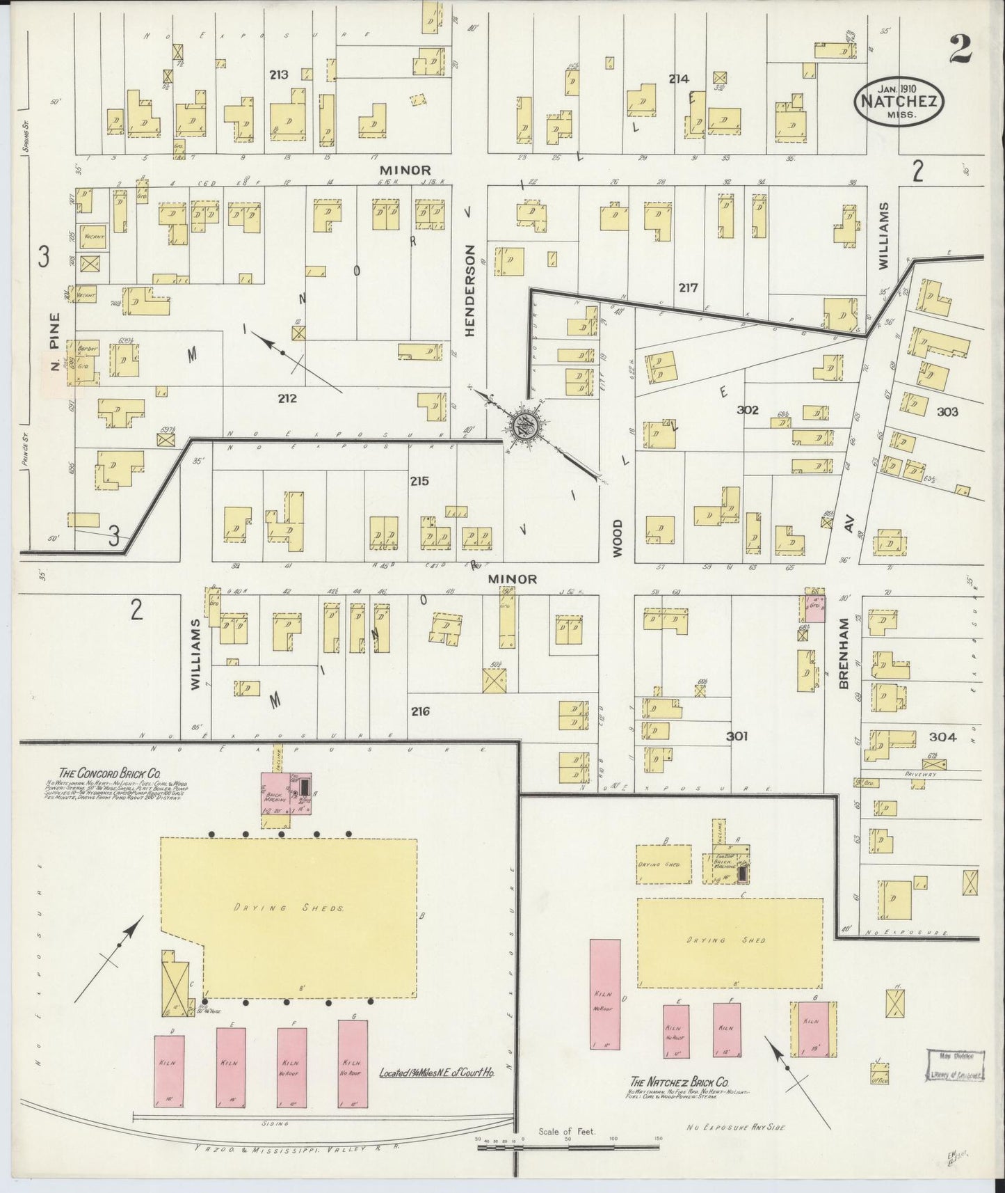 Sanborn Fire Insurance Map from Natchez, Adams County, Mississippi (1910), Sheet #0002 - Complete Map Set gallery image, historic Sanborn map, vintage wall art, Mississippi Mississippi