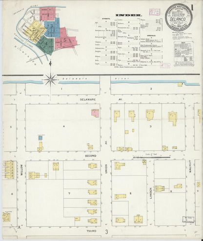 Sanborn Fire Insurance Map from Delanco, Burlington County, New Jersey (1909), Sheet #0001 - Historic Sanborn Fire Insurance Map Print, vintage old map wall art, antique decor, genealogy gift, New Jersey New Jersey map