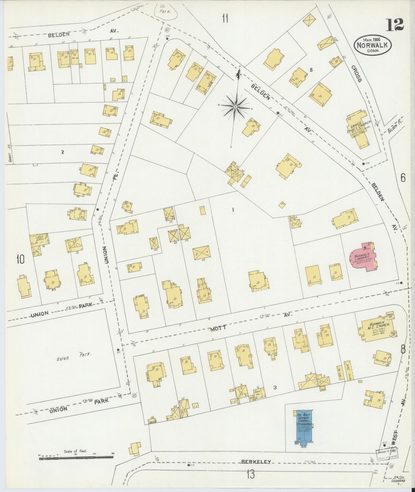 Sanborn Fire Insurance Map from Norwalk, Fairfield County, Connecticut (1906), Sheet #0012 - Complete Map Set gallery image, historic Sanborn map, vintage wall art, Connecticut Connecticut