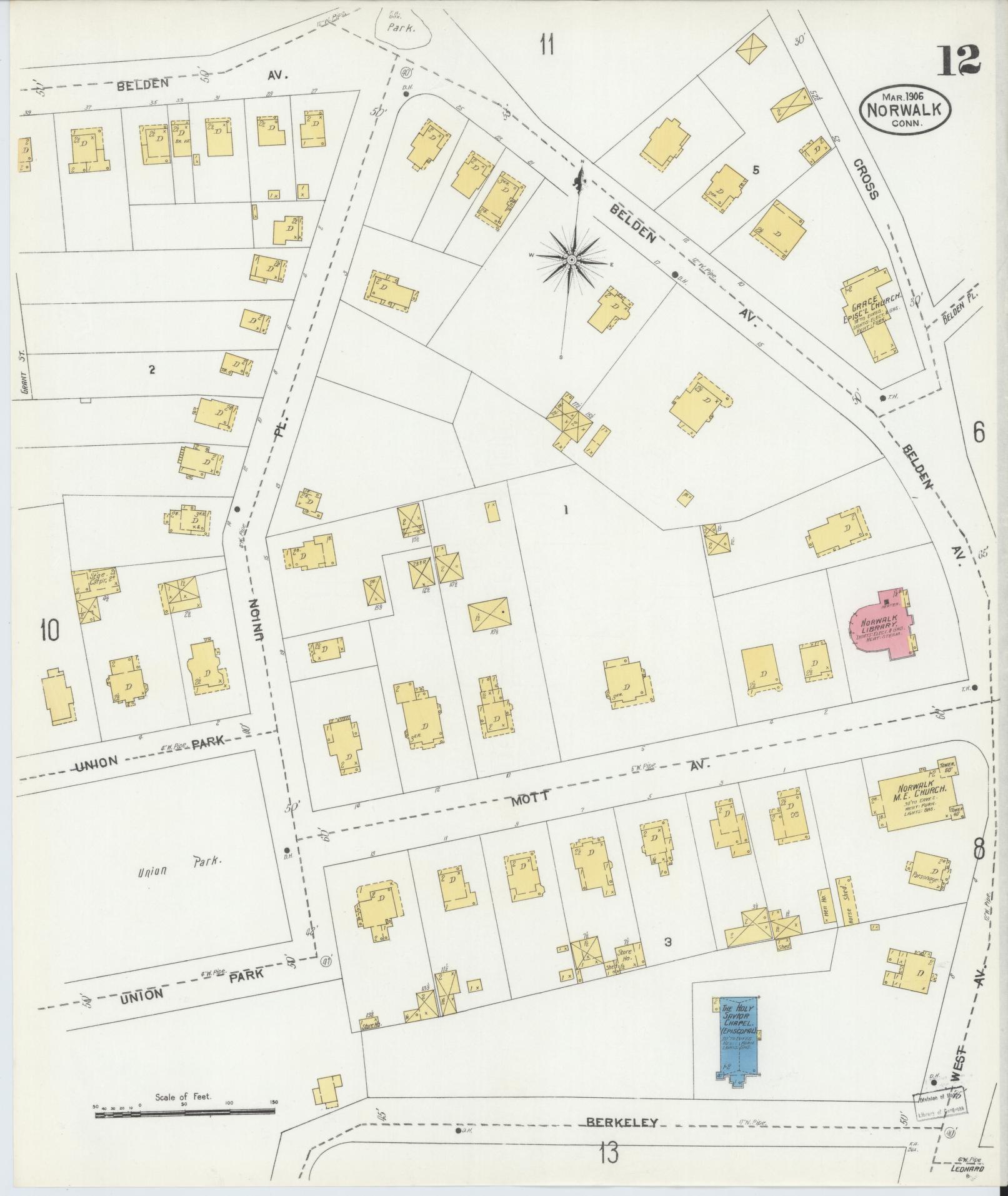 Sanborn Fire Insurance Map from Norwalk, Fairfield County, Connecticut (1906), Sheet #0012 - Complete Map Set gallery image, historic Sanborn map, vintage wall art, Connecticut Connecticut