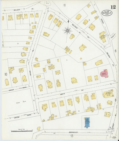 Sanborn Fire Insurance Map from Norwalk, Fairfield County, Connecticut (1906), Sheet #0012 - Complete Map Set gallery image, historic Sanborn map, vintage wall art, Connecticut Connecticut