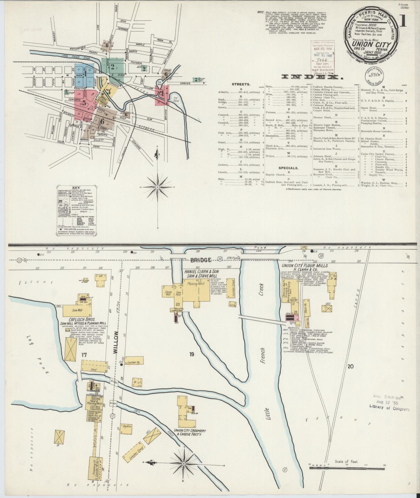 Sanborn Fire Insurance Map from Union City, Erie County, Pennsylvania (1900), Sheet #0001 - Complete Map Set gallery image, historic Sanborn map, vintage wall art, Pennsylvania Pennsylvania