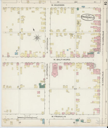 Sanborn Fire Insurance Map from Greencastle, Franklin County, Pennsylvania (1885), Sheet #0002 - Complete Map Set gallery image, historic Sanborn map, vintage wall art, Pennsylvania Pennsylvania