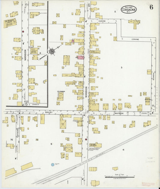 Sanborn Fire Insurance Map from Coxsackie, Greene County, New York (1920), Sheet #0006 - Historic Sanborn Fire Insurance Map Print, vintage old map wall art, antique decor, genealogy gift, New York New York map