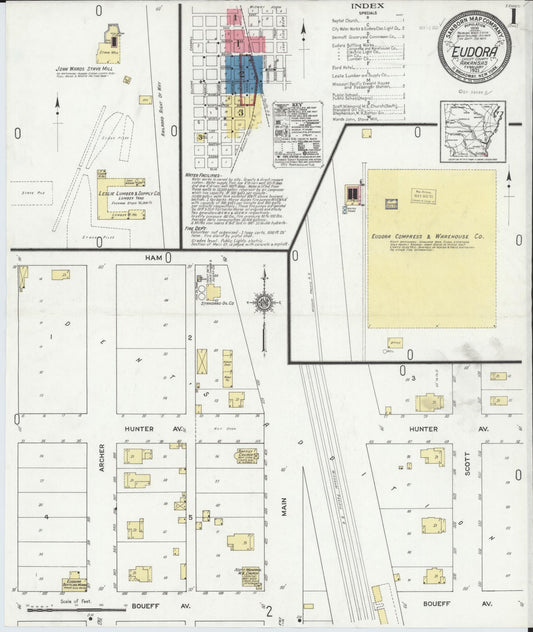Sanborn Fire Insurance Map from Eudora, Chicot County, Arkansas. (1921) – Historic Sanborn Fire Insurance Map Print
