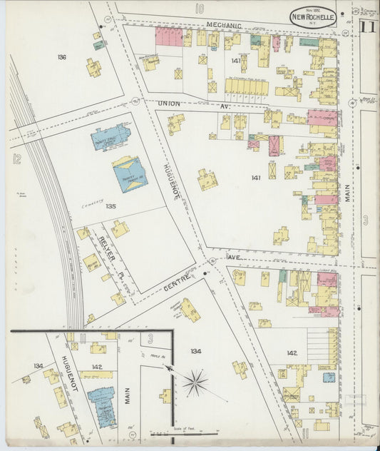 Sanborn Fire Insurance Map from New Rochelle, Westchester County, New York (1892), Sheet #0011 - Historic Sanborn Fire Insurance Map Print, vintage old map wall art, antique decor, genealogy gift, New York New York map