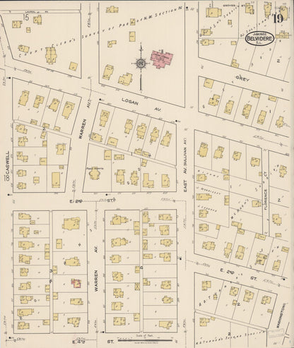 Sanborn Fire Insurance Map from Belvidere, Boone County, Illinois (1922), Sheet #0019 - Complete Map Set gallery image, historic Sanborn map, vintage wall art, Illinois Illinois