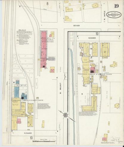 Sanborn Fire Insurance Map from Johnson City, Washington County, Tennessee (1913), Sheet #0019 - Complete Map Set gallery image, historic Sanborn map, vintage wall art, Tennessee Tennessee