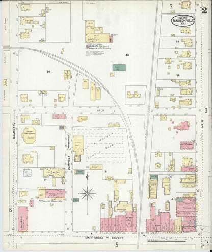 Sanborn Fire Insurance Map from Madisonville, Hopkins County, Kentucky (1906), Sheet #0002 - Complete Map Set gallery image, historic Sanborn map, vintage wall art, Kentucky Kentucky