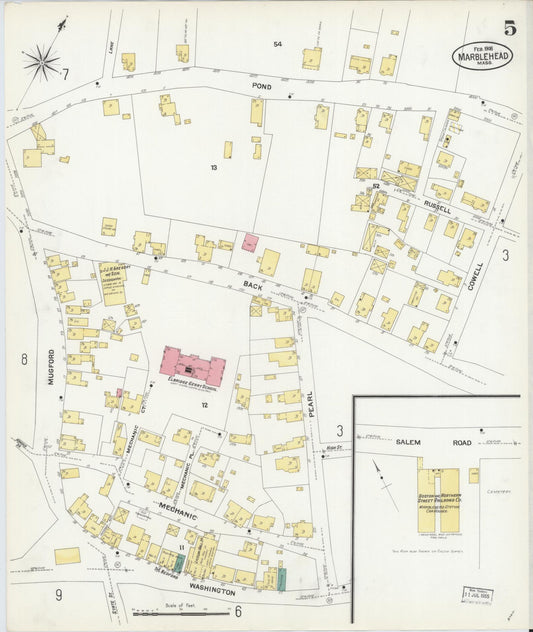 Sanborn Fire Insurance Map from Marblehead, Essex County, Massachusetts (1908), Sheet #0005 - Historic Sanborn Fire Insurance Map Print, vintage old map wall art, antique decor, genealogy gift, Massachusetts Massachusetts map