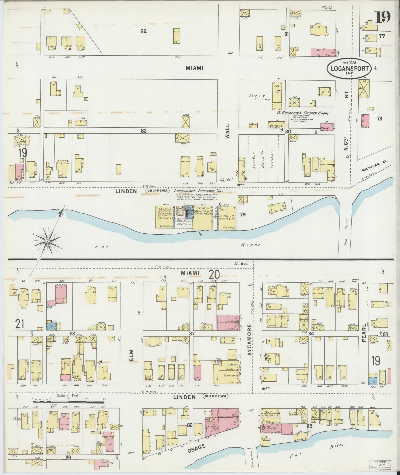 Sanborn Fire Insurance Map from Logansport, Cass County, Indiana (1898), Sheet #0019 - Complete Map Set gallery image, historic Sanborn map, vintage wall art, Indiana Indiana