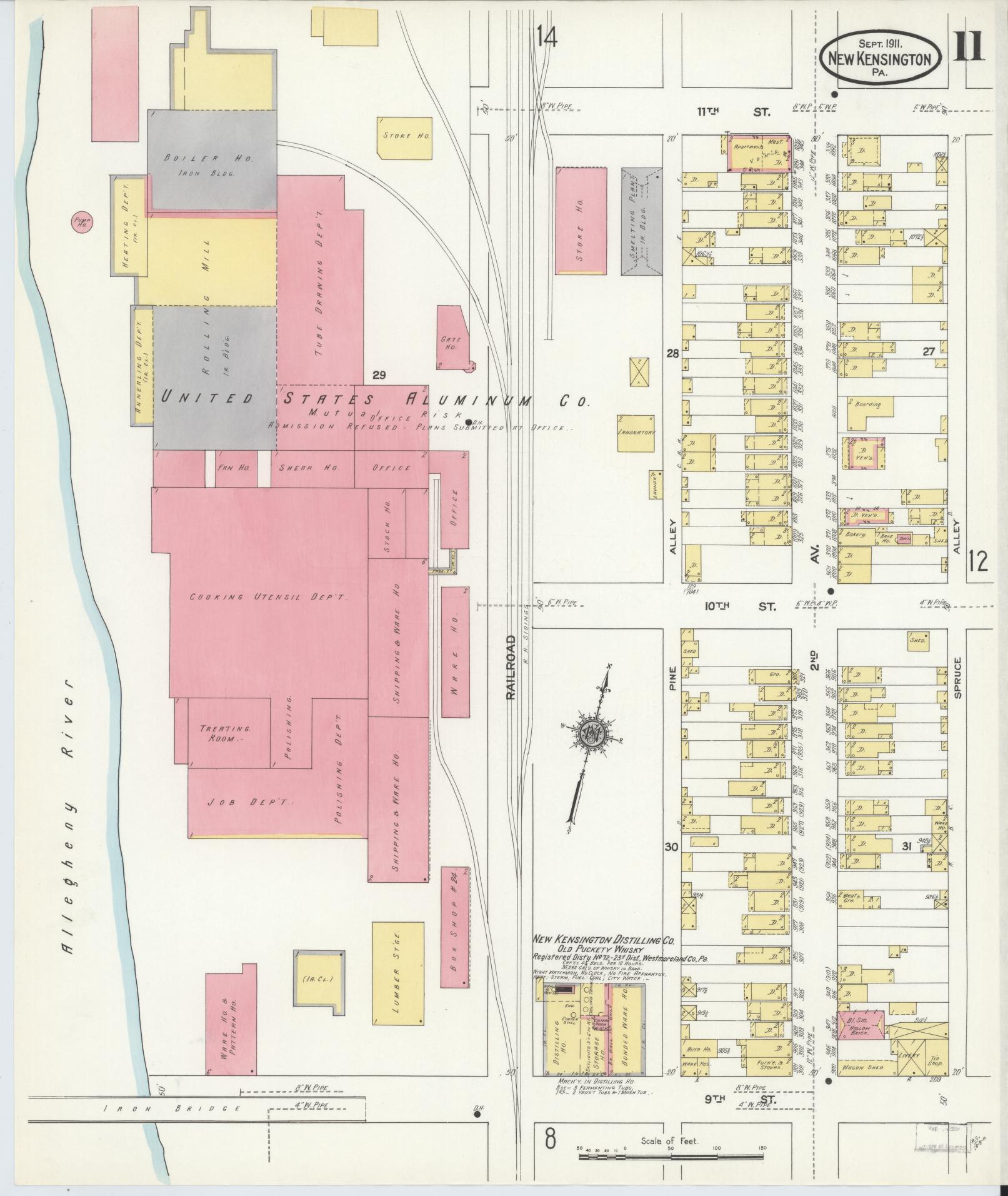 Sanborn Fire Insurance Map from New Kensington, Westmoreland County, Pennsylvania (1911), Sheet #0011 - Complete Map Set gallery image, historic Sanborn map, vintage wall art, Pennsylvania Pennsylvania