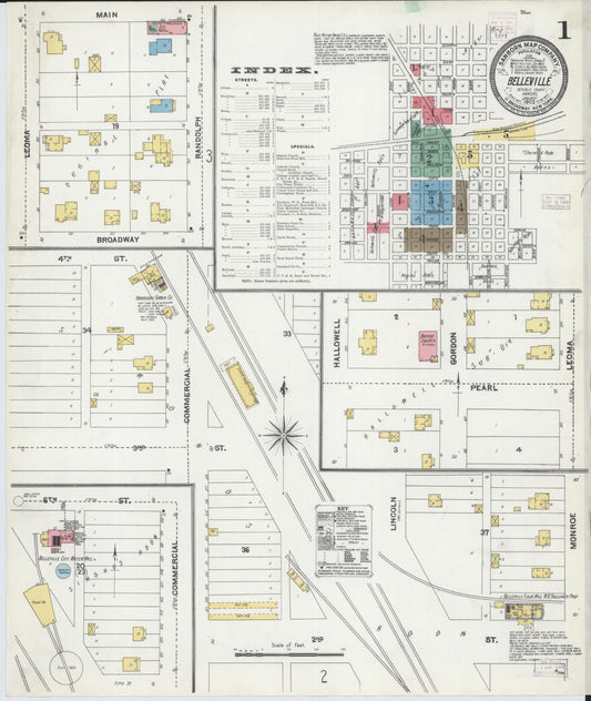 Sanborn Fire Insurance Map from Belleville, Republic County, Kansas (1905), Sheet #0001 - Historic Sanborn Fire Insurance Map Print, vintage old map wall art, antique decor, genealogy gift, Kansas Kansas map