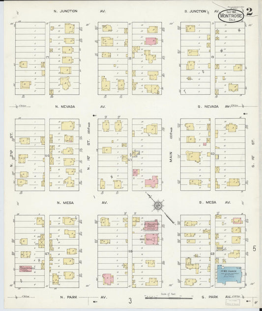 Sanborn Fire Insurance Map from Montrose, Montrose County, Colorado (1912), Sheet #0002 - Historic Sanborn Fire Insurance Map Print, vintage old map wall art, antique decor, genealogy gift, Colorado Colorado map