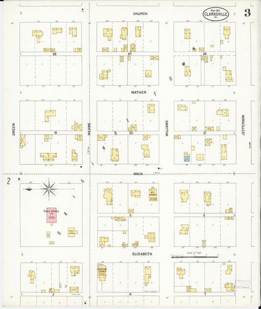 Sanborn Fire Insurance Map from Clarksville, Butler County, Iowa (1902), Sheet #0003 - Historic Sanborn Fire Insurance Map Print, vintage old map wall art