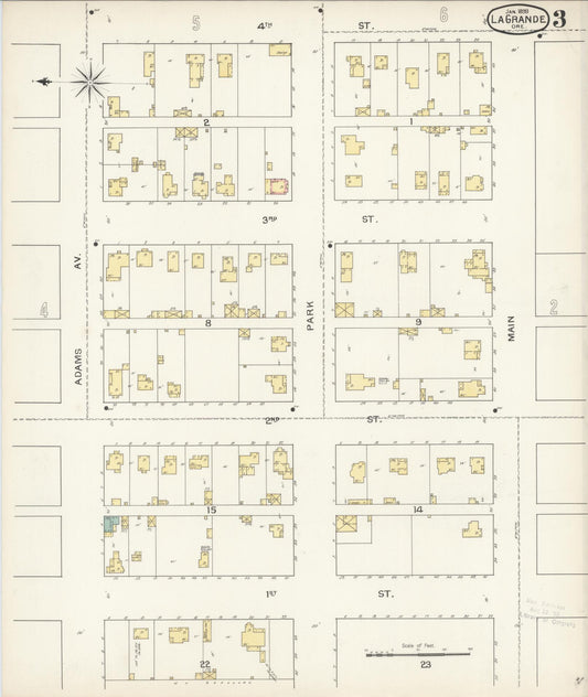 Sanborn Fire Insurance Map from La Grande, Union County, Oregon (1893), Sheet #0003 - Historic Sanborn Fire Insurance Map Print, vintage old map wall art, antique decor, genealogy gift, Oregon Oregon map