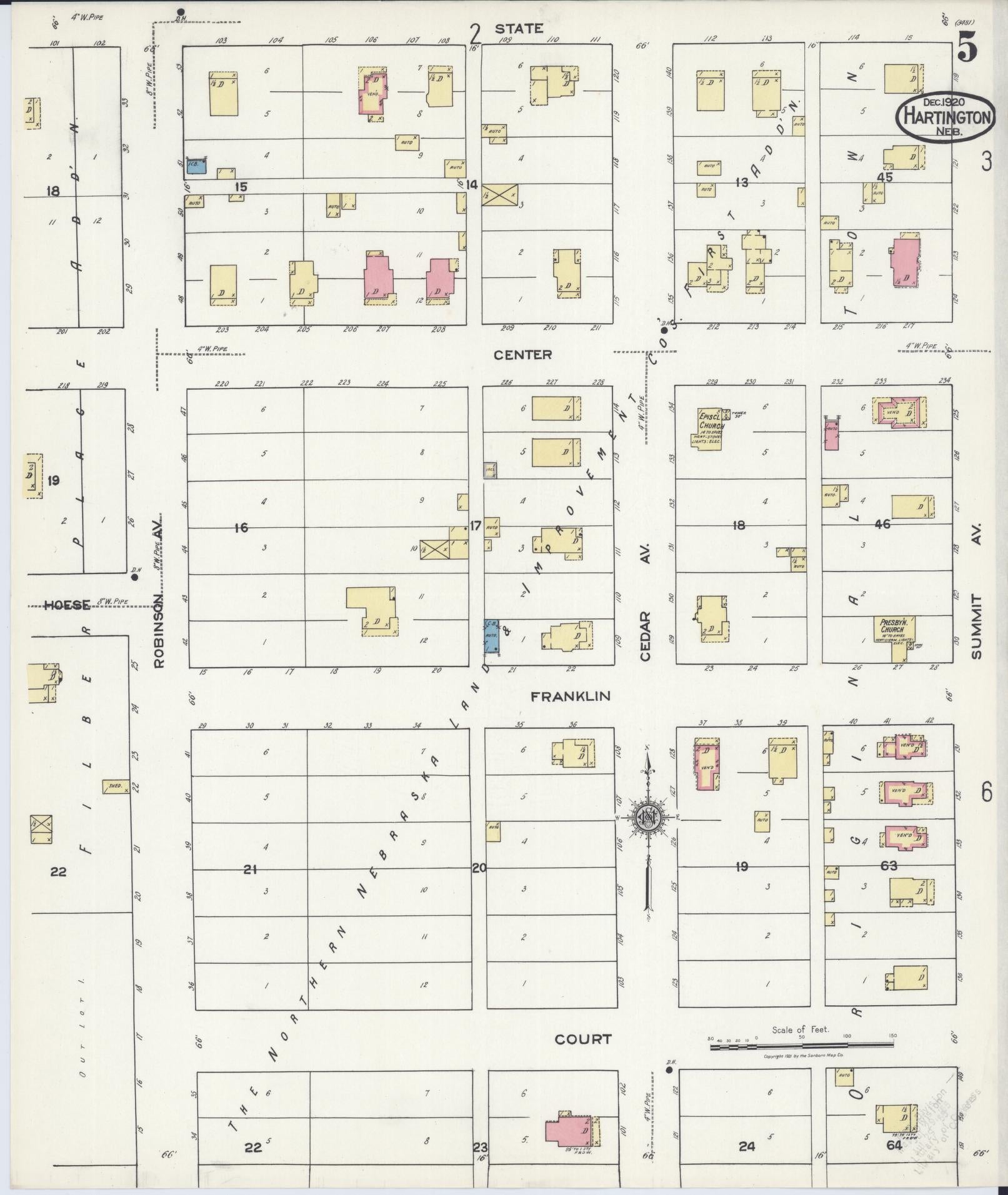 Sanborn Fire Insurance Map from Hartington, Cedar County, Nebraska (1920), Sheet #0005 - Complete Map Set gallery image, historic Sanborn map, vintage wall art, Nebraska Nebraska