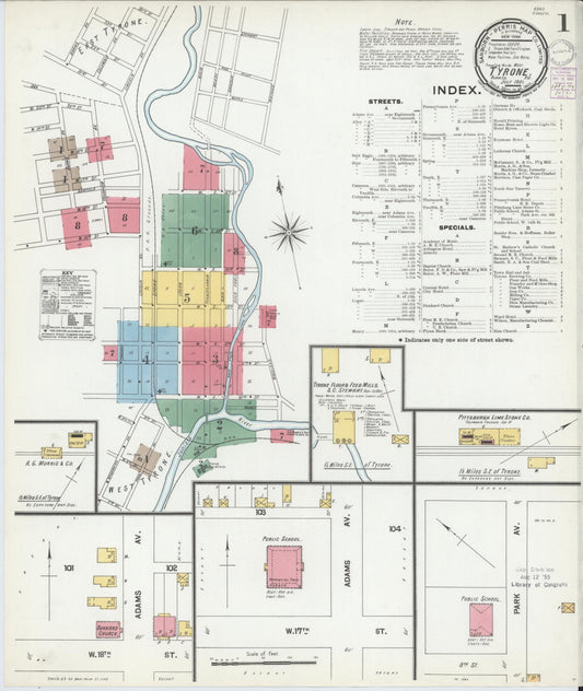 Sanborn Fire Insurance Map from Tyrone, Blair County, Pennsylvania (1901), Sheet #0001 - Historic Sanborn Fire Insurance Map Print, vintage old map wall art, antique decor, genealogy gift, Pennsylvania Pennsylvania map