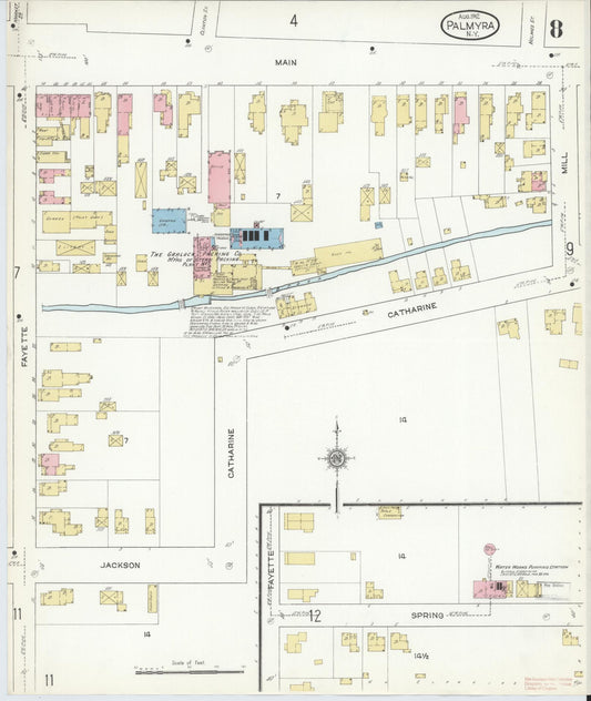 Sanborn Fire Insurance Map from Palmyra, Wayne County, New York (1912), Sheet #0008 - Historic Sanborn Fire Insurance Map Print, vintage old map wall art, antique decor, genealogy gift, New York New York map