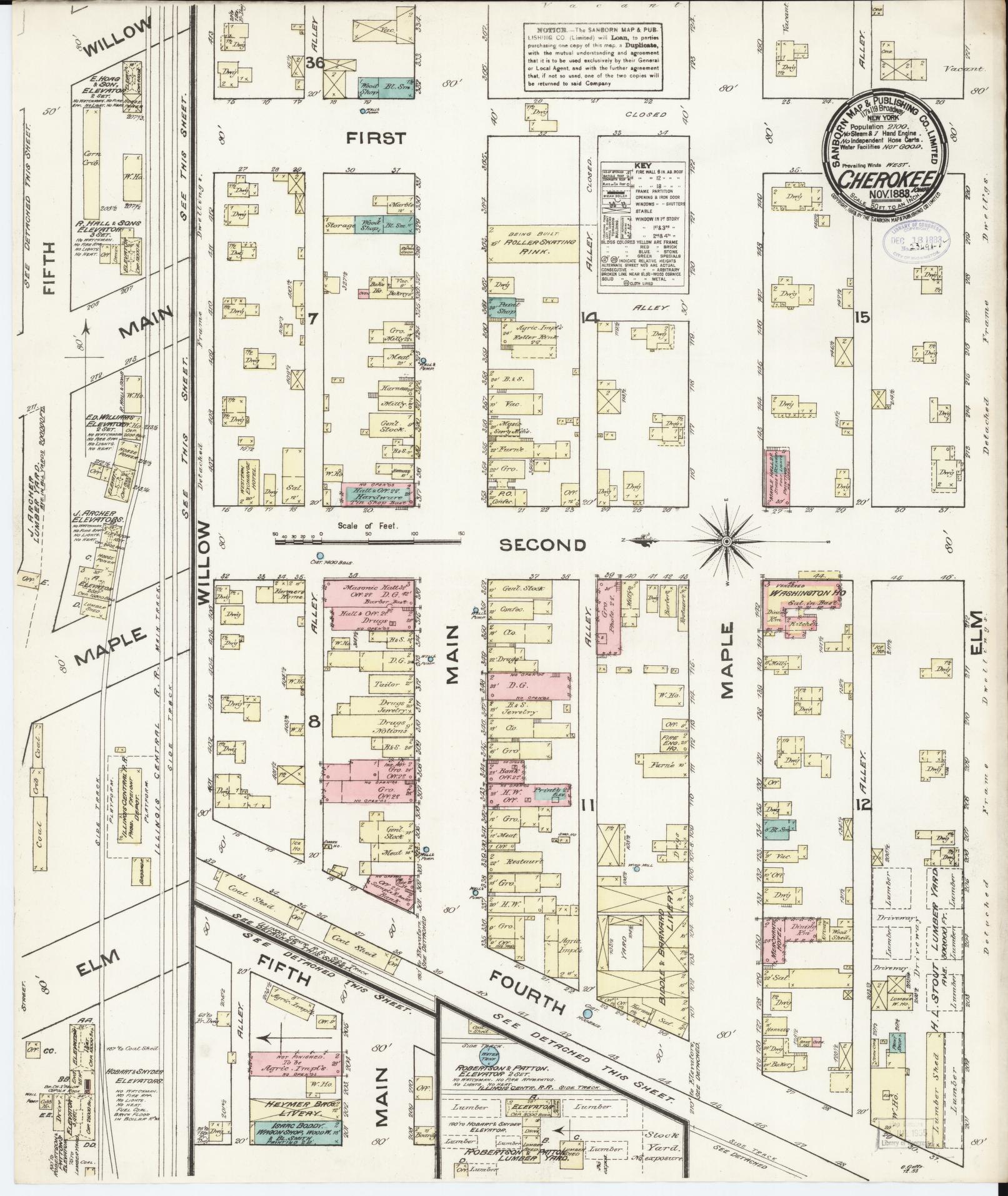 Sanborn Fire Insurance Map from Cherokee, Cherokee County, Iowa. (1883) – Map View