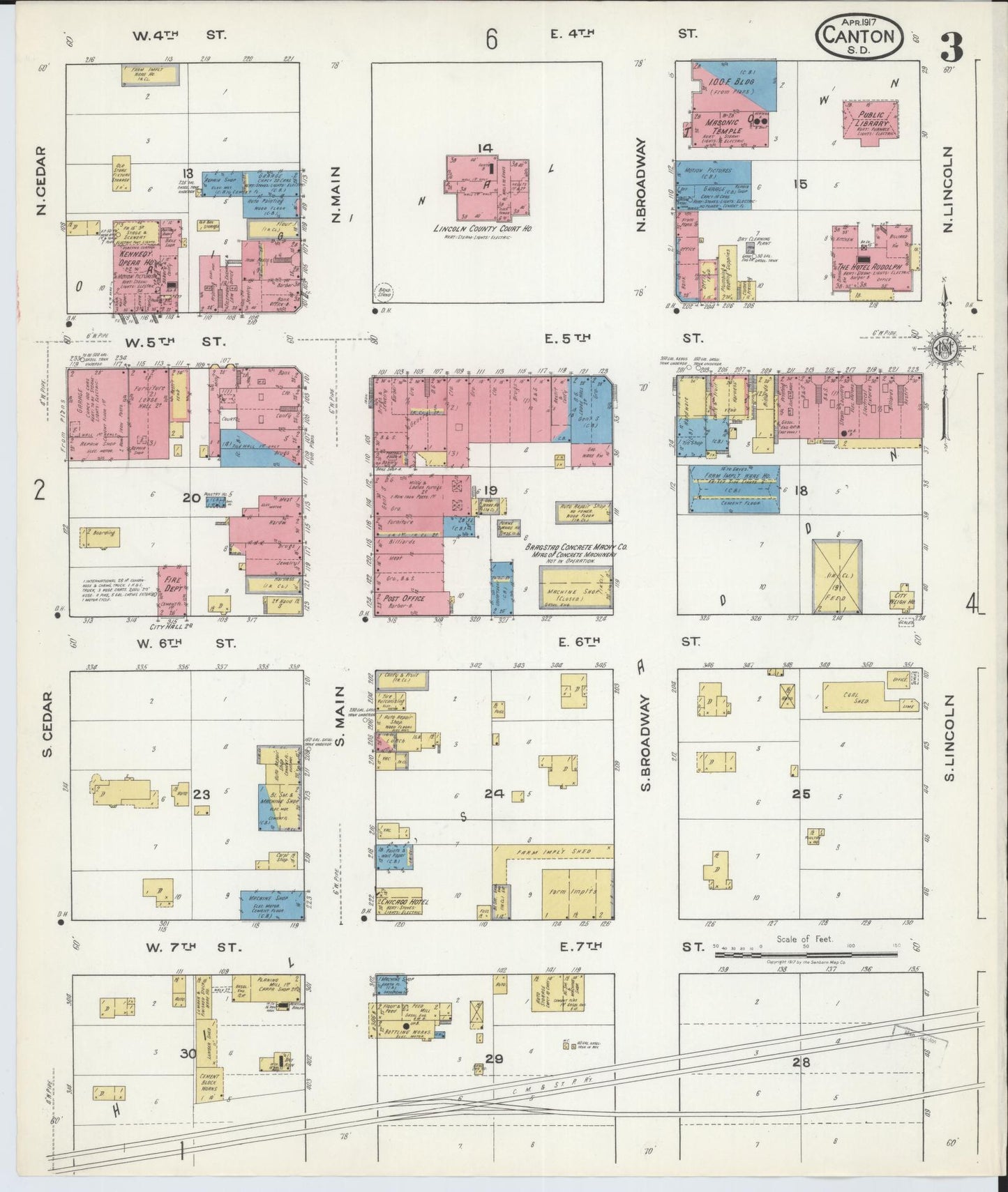 Sanborn Fire Insurance Map from Canton, Lincoln County, South Dakota (1917), Sheet #0003 - Complete Map Set gallery image, historic Sanborn map, vintage wall art, South Dakota South Dakota