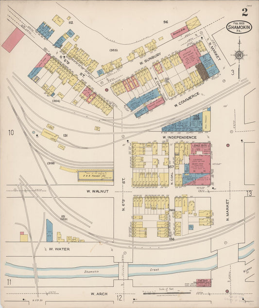 Sanborn Fire Insurance Map from Shamokin, Northumberland County, Pennsylvania (1922), Sheet #0002 - Historic Sanborn Fire Insurance Map Print, vintage old map wall art, antique decor, genealogy gift, Pennsylvania Pennsylvania map