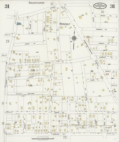 Sanborn Fire Insurance Map from Freeport, Nassau County, New York (1925), Sheet #0031 - Complete Map Set gallery image, historic Sanborn map, vintage wall art, New York New York