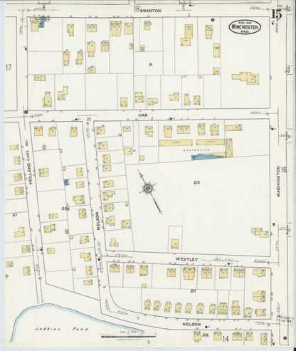 Sanborn Fire Insurance Map from Winchester, Middlesex County, Massachusetts (1921), Sheet #0015 - Historic Sanborn Fire Insurance Map Print, vintage old map wall art, antique decor, genealogy gift, Massachusetts Massachusetts map