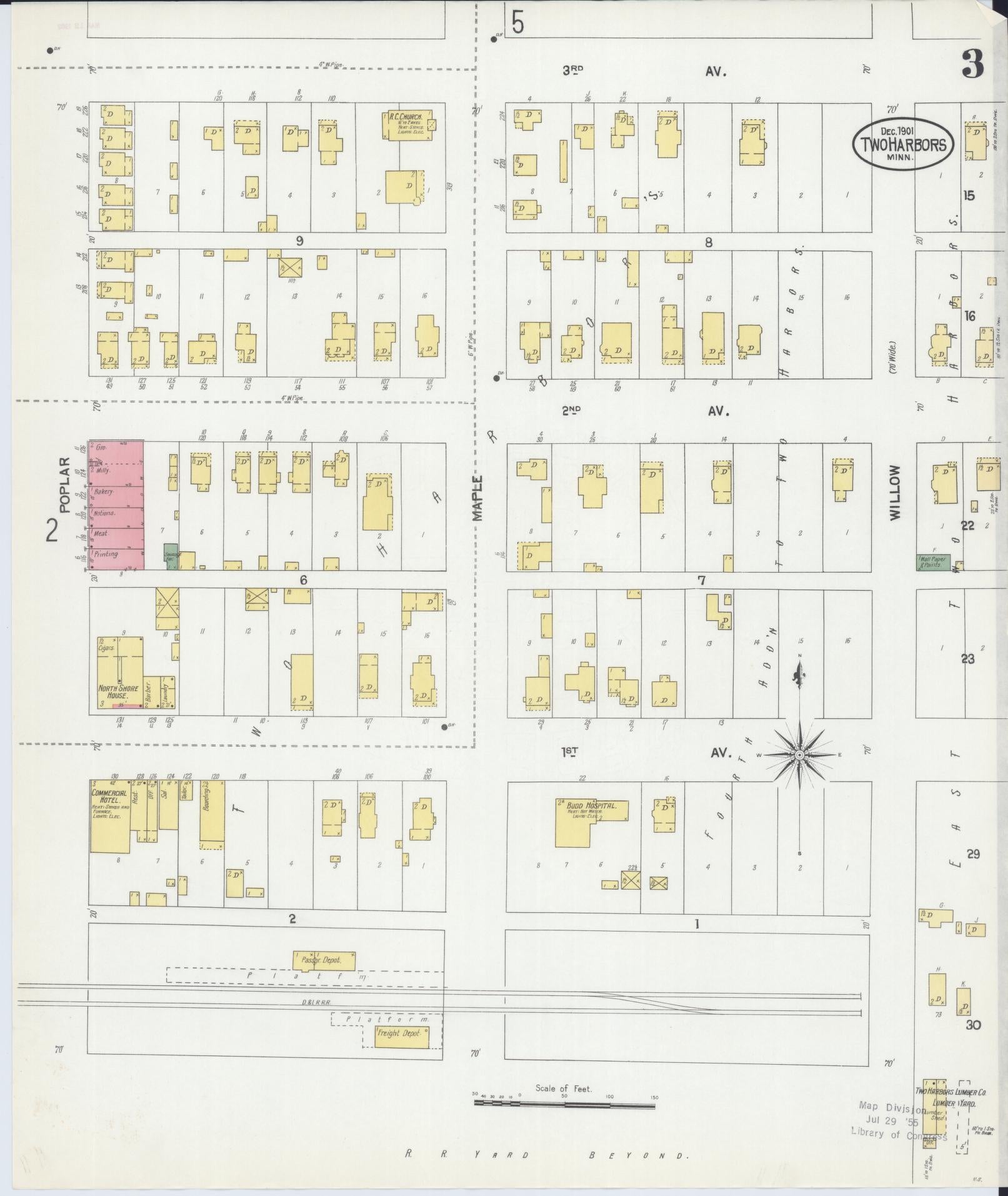 Sanborn Fire Insurance Map from Two Harbors, Lake County, Minnesota (1901), Sheet #0003 - Complete Map Set gallery image, historic Sanborn map, vintage wall art, Minnesota Minnesota