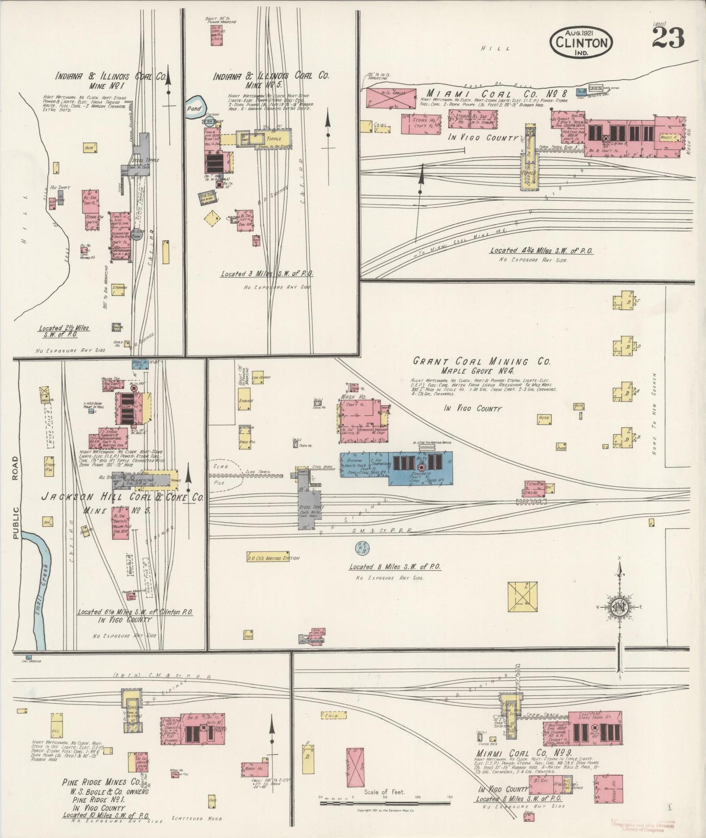 Sanborn Fire Insurance Map from Clinton, Vermillion County, Indiana (1921), Sheet #0023 - Complete Map Set gallery image, historic Sanborn map, vintage wall art, Indiana Indiana