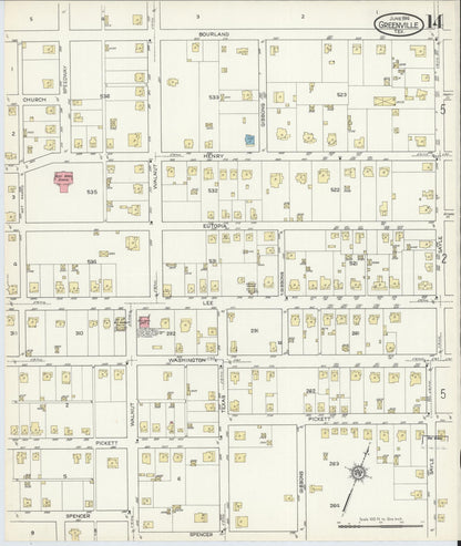 Sanborn Fire Insurance Map from Greenville, Hunt County, Texas (1914), Sheet #0014 - Historic Sanborn Fire Insurance Map Print, vintage old map wall art, antique decor, genealogy gift, Texas Texas map