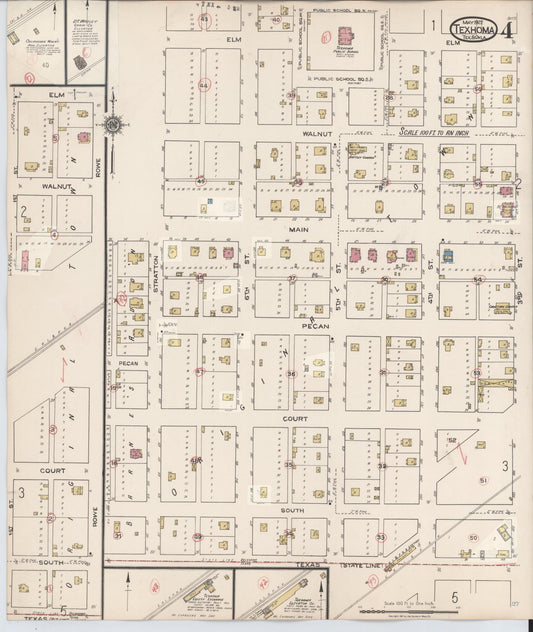 Sanborn Fire Insurance Map from Texhoma, Texas County, Oklahoma and Sherman County, Texas, Texas (1930), Sheet #0004 - Historic Sanborn Fire Insurance Map Print, vintage old map wall art, antique decor, genealogy gift, Texhoma Texas map
