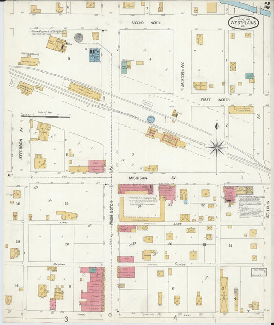 Sanborn Fire Insurance Map from West Plains, Howell County, Missouri (1906), Sheet #0002 - Historic Sanborn Fire Insurance Map Print, vintage old map wall art, antique decor, genealogy gift, Missouri Missouri map