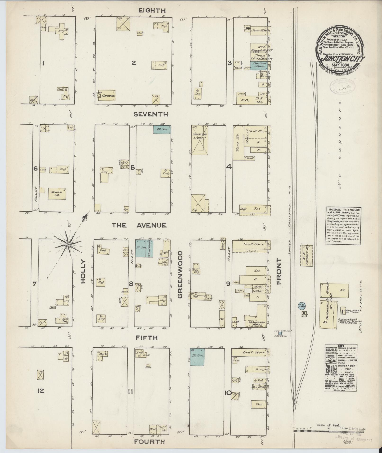 Sanborn Fire Insurance Map from Junction City, Lane County, Oregon. (1884) – Historic Sanborn Fire Insurance Map Print