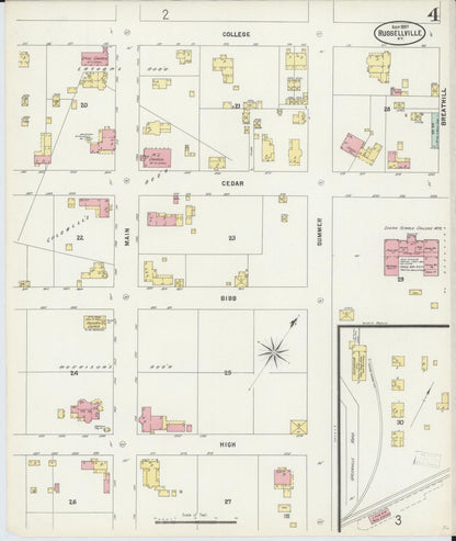 Sanborn Fire Insurance Map from Russellville, Logan County, Kentucky (1897), Sheet #0004 - Complete Map Set gallery image, historic Sanborn map, vintage wall art, Kentucky Kentucky