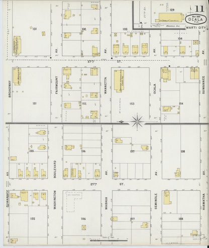 Sanborn Fire Insurance Map from Ocala, Marion County, Florida (1895), Sheet #0011 - Complete Map Set gallery image, historic Sanborn map, vintage wall art, Florida Florida
