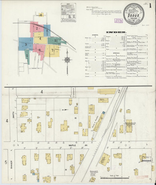 Sanborn Fire Insurance Map from Sodus, Wayne County, New York (1911), Sheet #0001 - Historic Sanborn Fire Insurance Map Print, vintage old map wall art, antique decor, genealogy gift, New York New York map
