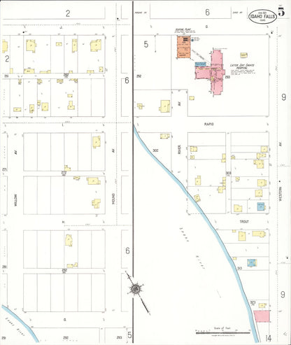 Sanborn Fire Insurance Map from Idaho Falls, Bonneville County, Idaho (1921), Sheet #0005 - Complete Map Set gallery image, historic Sanborn map, vintage wall art, Idaho Idaho