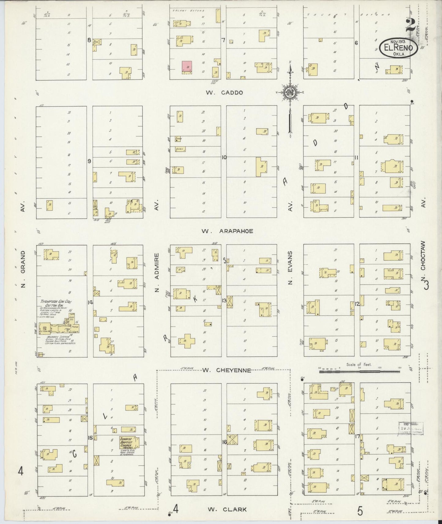 Sanborn Fire Insurance Map from El Reno, Canadian County, Oklahoma (1913), Sheet #0002 - Complete Map Set gallery image, historic Sanborn map, vintage wall art, Oklahoma Oklahoma