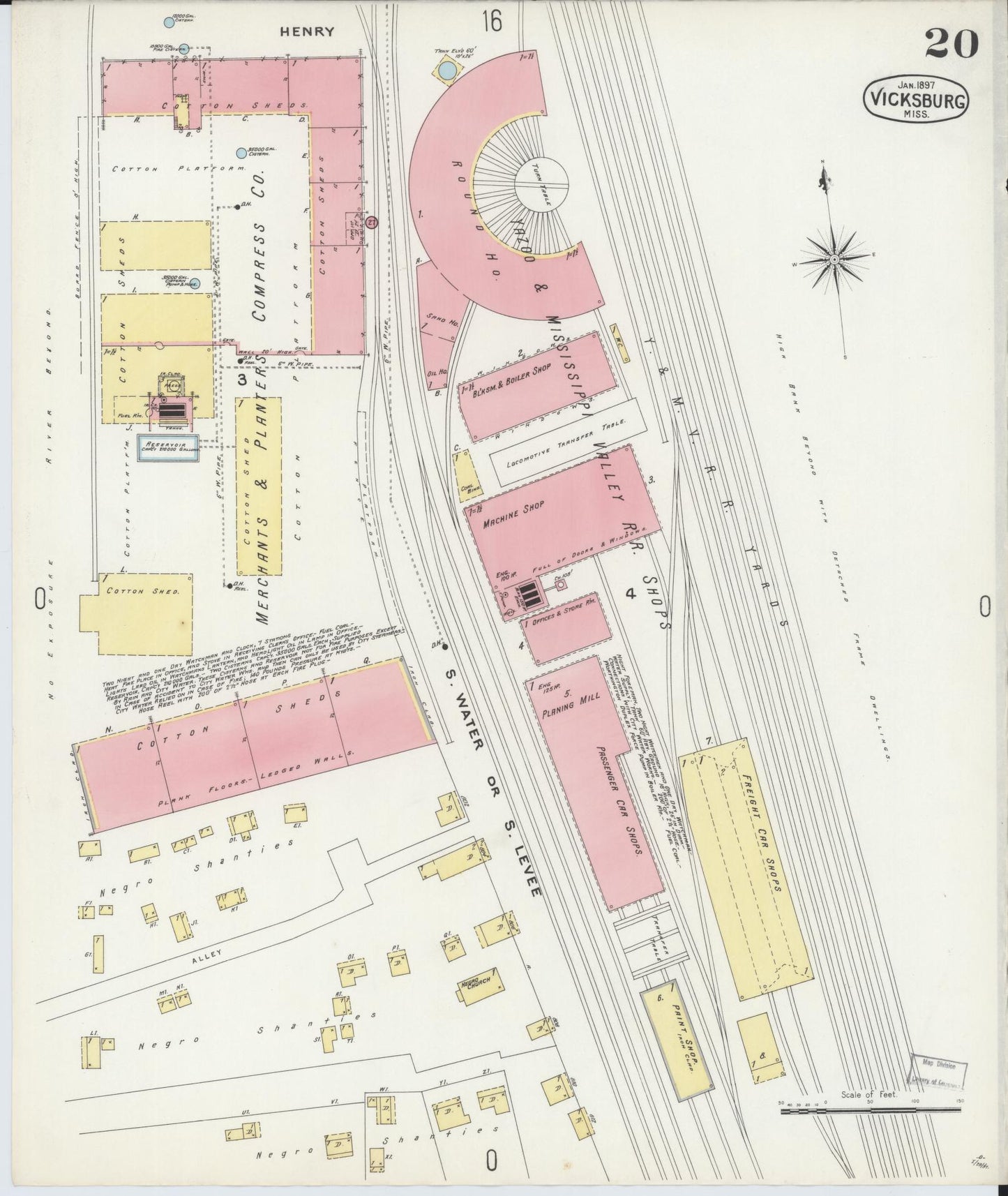 Sanborn Fire Insurance Map from Vicksburg, Warren County, Mississippi (1897), Sheet #0020 - Complete Map Set gallery image, historic Sanborn map, vintage wall art, Mississippi Mississippi