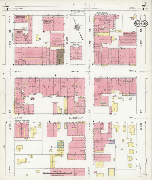 Sanborn Fire Insurance Map from Gadsden, Etowah County, Alabama (1926), Sheet #0007 - Historic Sanborn Fire Insurance Map Print, vintage old map wall art, antique decor, genealogy gift, Alabama Alabama map