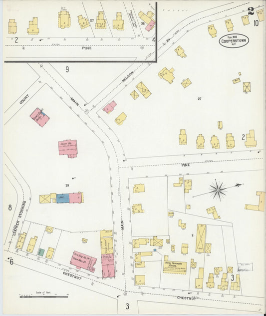 Sanborn Fire Insurance Map from Cooperstown, Otsego County, New York (1903), Sheet #0002 - Historic Sanborn Fire Insurance Map Print, vintage old map wall art, antique decor, genealogy gift, New York New York map