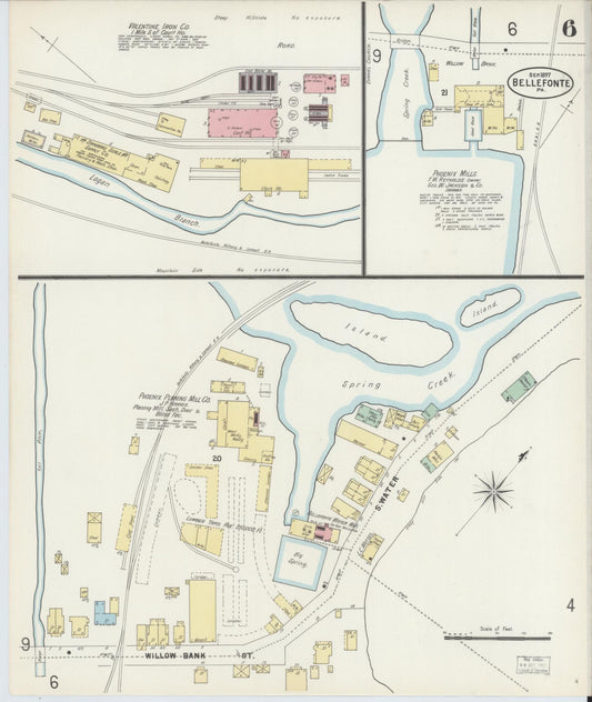 Sanborn Fire Insurance Map from Bellefonte, Centre County, Pennsylvania (1897), Sheet #0006 - Historic Sanborn Fire Insurance Map Print, vintage old map wall art, antique decor, genealogy gift, Pennsylvania Pennsylvania map