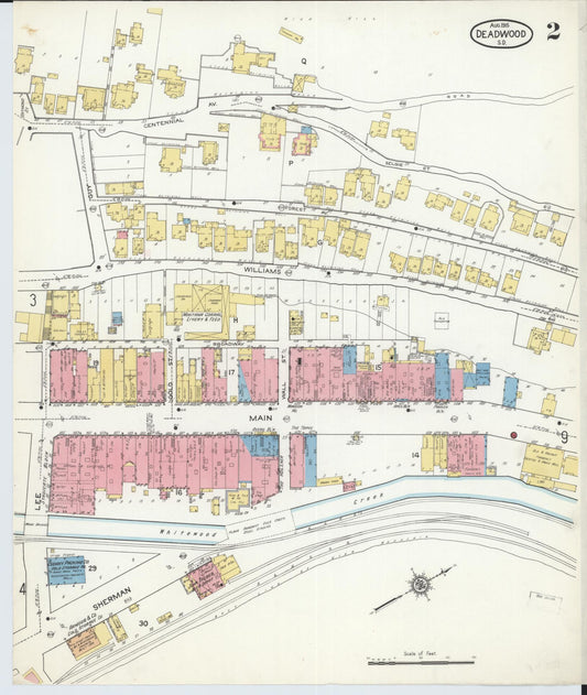 Sanborn Fire Insurance Map from Deadwood, Lawrence County, South Dakota (1915), Sheet #0002 - Historic Sanborn Fire Insurance Map Print, vintage old map wall art, antique decor, genealogy gift, South Dakota South Dakota map