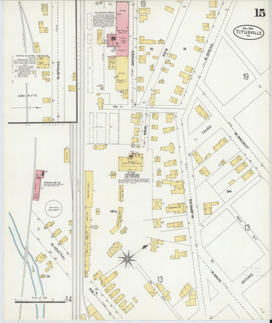 Sanborn Fire Insurance Map from Titusville, Crawford County, Pennsylvania (1904), Sheet #0015 - Historic Sanborn Fire Insurance Map Print, vintage old map wall art, antique decor, genealogy gift, Pennsylvania Pennsylvania map