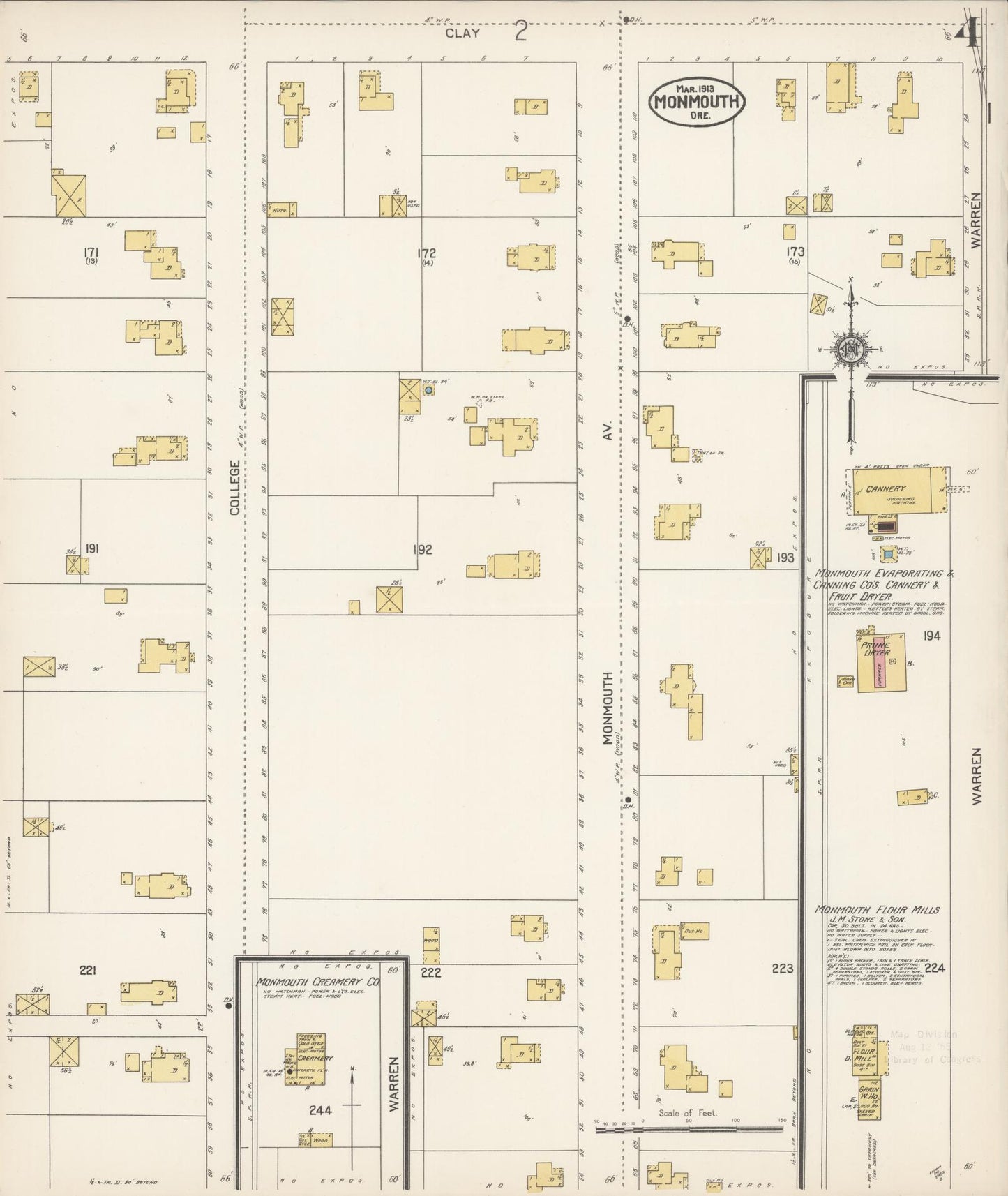 Sanborn Fire Insurance Map from Monmouth, Polk County, Oregon (1913), Sheet #0004 - Complete Map Set gallery image, historic Sanborn map, vintage wall art, Oregon Oregon