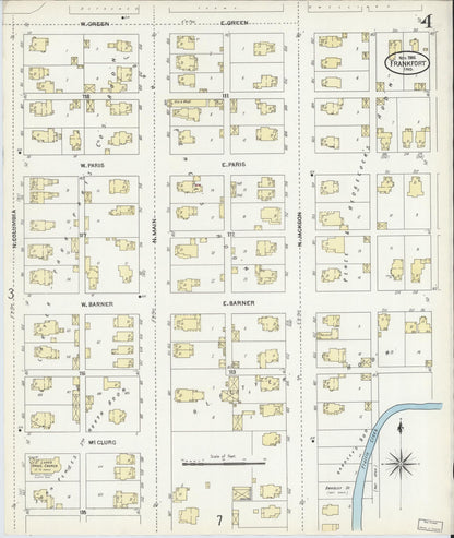 Sanborn Fire Insurance Map from Frankfort, Clinton County, Indiana (1906), Sheet #0004 - Complete Map Set gallery image, historic Sanborn map, vintage wall art, Indiana Indiana