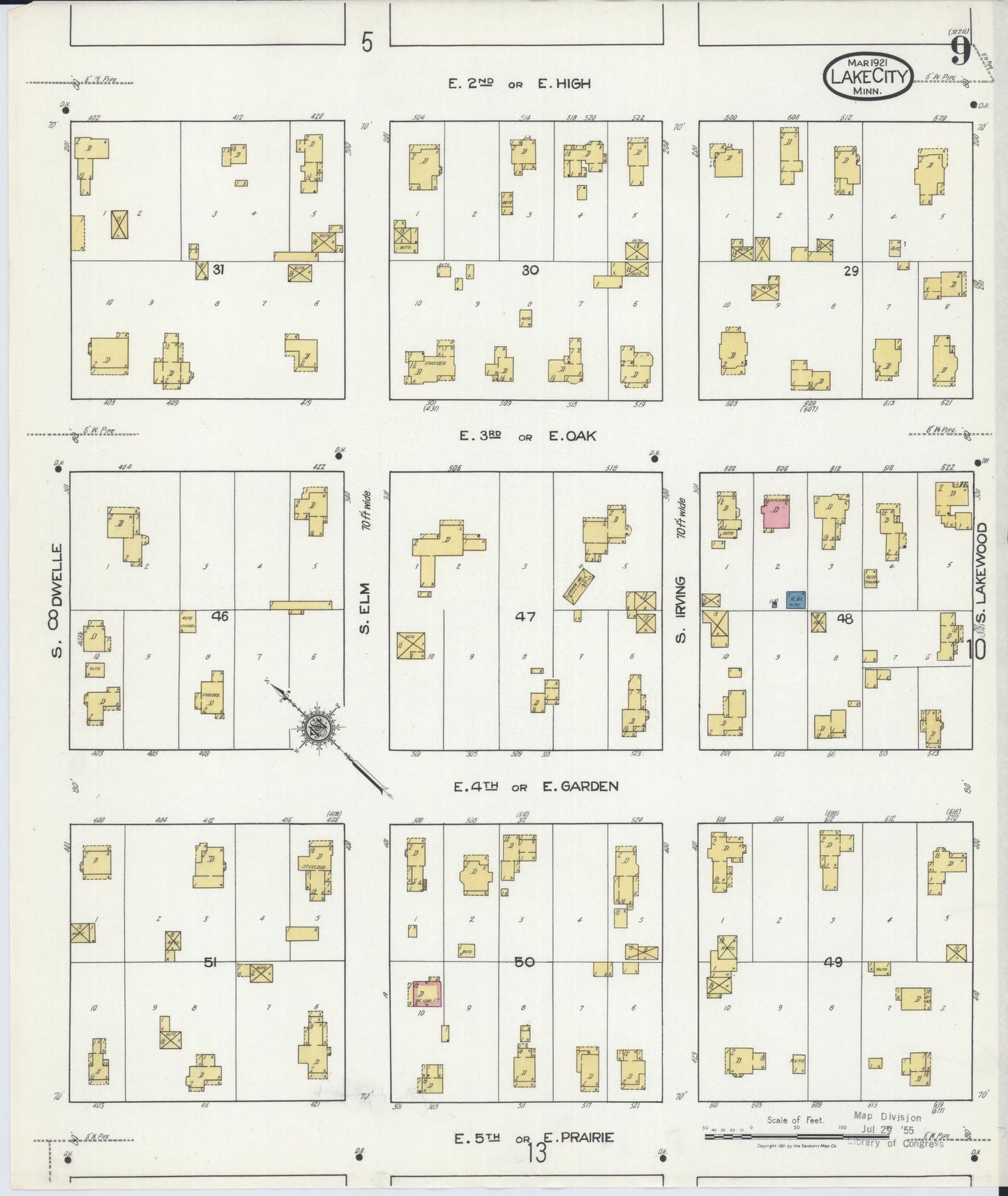Sanborn Fire Insurance Map from Lake City, Wabasha County, Minnesota (1921), Sheet #0009 - Complete Map Set gallery image, historic Sanborn map, vintage wall art, Minnesota Minnesota